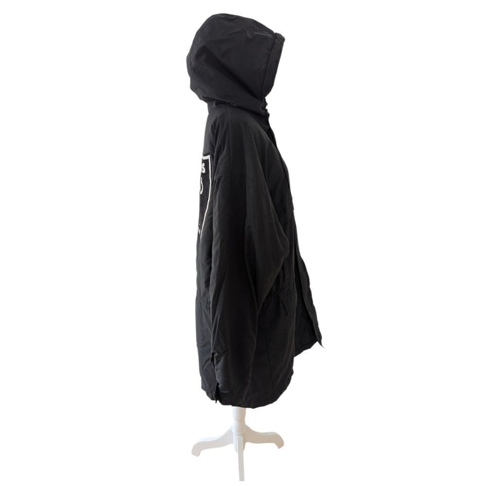 Vintage Oakland Raiders x Locker Line Big Logo Black Hooded Parka Jacket Size L - Picture 3 of 10